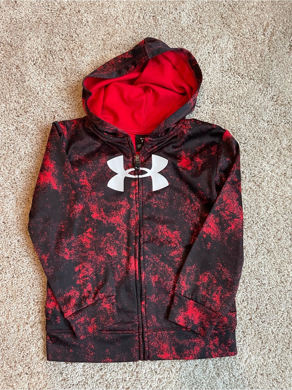 Under Armour Kids Black & Red Hooded Zip-Up Jacket